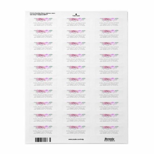 Dusty Paars Pink Floral Weddenschap Label (Full Sheet)