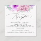 Dusty Paars Pink Floral Wedding Reception Informatiekaartje (Voorkant)