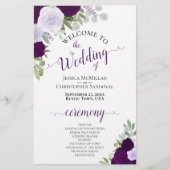 Dusty Paars & Plum Floral Wedding Programme (Voorkant)