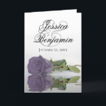 Dusty Paars Roos Elegant Romantic Photo Wedding<br><div class="desc">Deze prachtige huwelijksuitnodigingen zijn voorzien van een verbluffend design met één paars met lange steeltjes of een lavender gekleurd roos dat in water reflecteert met golven en rimpels. De voorzijde toont de eerste namen van het paar in fancy manuscript het schrijven. Binnen is ruimte voor de foto van het stel...</div>