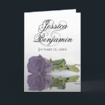 Dusty Paars Roos Elegant Romantic Photo Wedding<br><div class="desc">Deze prachtige huwelijksuitnodigingen zijn voorzien van een verbluffend design met één paars met lange steeltjes of een lavender gekleurd roos dat in water reflecteert met golven en rimpels. De voorzijde toont de eerste namen van het paar in fancy manuscript het schrijven. Binnen is ruimte voor de foto van het stel...</div>