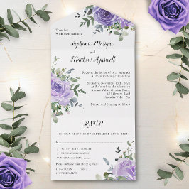 Dusty Paars Roos Eucalyptus Botanical Weddenschap All In One Uitnodiging