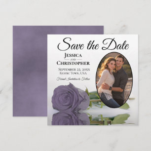 Dusty Paars Roos op White Oval Photo Chic Wedding Save The Date