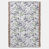 Dusty Paars Sage Green Leaves Greenery Deken (Voorkant Verticaal)