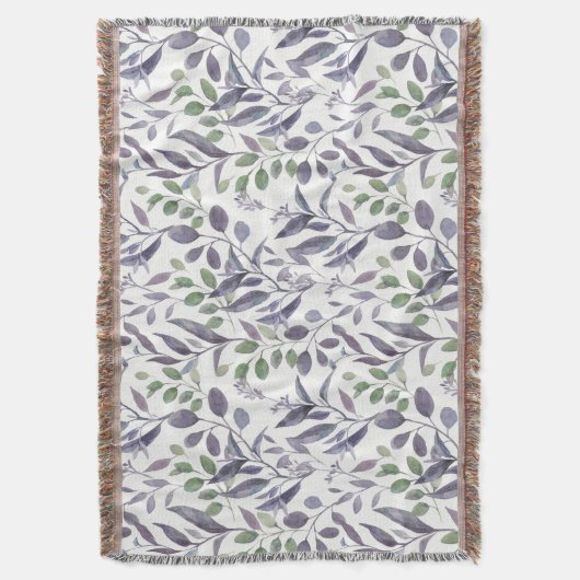 Dusty Paars Sage Green Leaves Greenery Deken (Voorkant Verticaal)