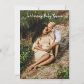 Dusty Paars Script Baby shower QR Code Foto Kaart (Achterkant)