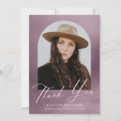 Dusty Paars Waterverf Arch Foto Afstuderen Bedankkaart (Voorkant)