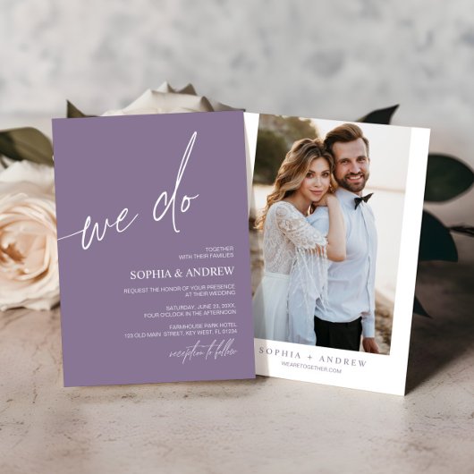 Dusty Paars we doen een minimalistische uitnodigin Kaart