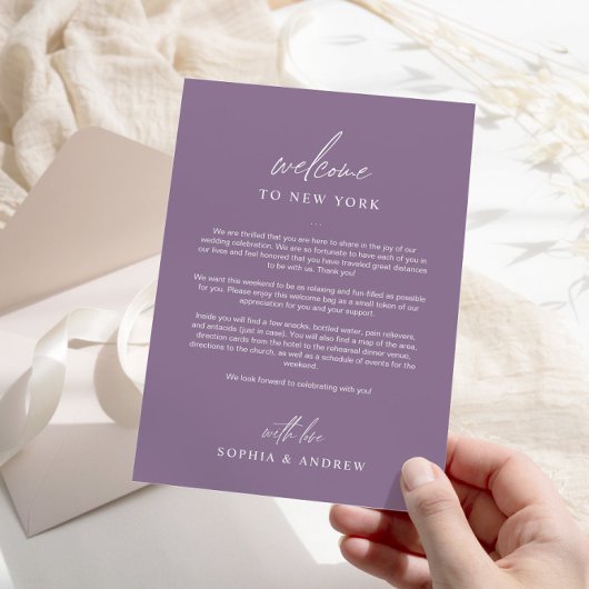 Dusty Paars Welkomstreisroute Dank je kaart