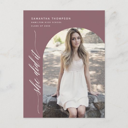 Dusty Paars ze deed het Afstuderen Foto na Briefkaart (Voorkant)
