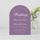 Dusty Paarse Arch Wedding Eenvoudig Script Modern Kaart (Staand voorkant)