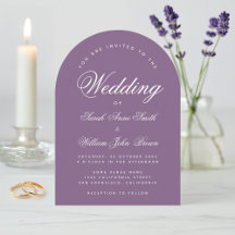 Dusty Paarse Arch Wedding Eenvoudig Script Modern