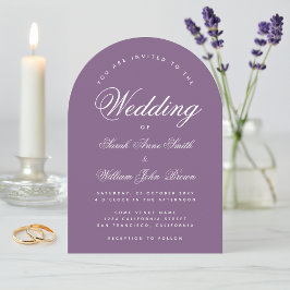 Dusty Paarse Arch Wedding Eenvoudig Script Modern Kaart