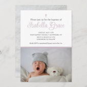 Dusty paarse baptisme-uitnodiging kaart (Voorkant / Achterkant)