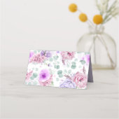 Dusty paarse bloemen elegante romantische bruiloft plaatskaartje (Achterkant)