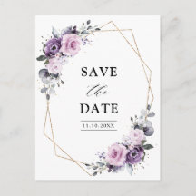 Dusty Paarse Blooms Geometric Save the Date