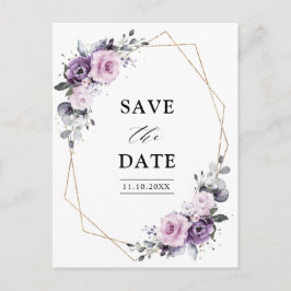 Dusty Paarse Blooms Geometric Save the Date Briefkaart