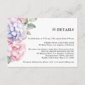 Dusty Paarse & Blush Roze Hydrangea Wedding Detail Informatiekaartje (Voorkant)