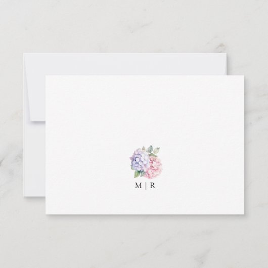 Dusty Paarse & Blush Roze Hydrangea Wedding RSVP (Achterkant)