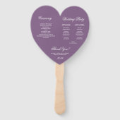 Dusty Paarse bruiloft programma eenvoudig hart scr Handwaaier (Achterkant)