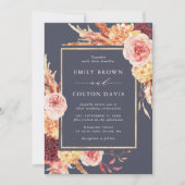 Dusty Paarse Burgundy Terracotta Floral Wedding Kaart (Voorkant)