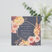 Dusty Paarse Burgundy Terracotta Floral Wedding Kaart (Staand voorkant)