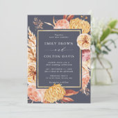 Dusty Paarse Burgundy Terracotta Flower Wedding Kaart (Staand voorkant)