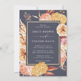 Dusty Paarse Burgundy Terracotta Flower Wedding Kaart