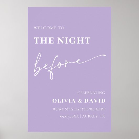 Dusty Paarse de avond voor repetitie teken Poster (Voorkant)