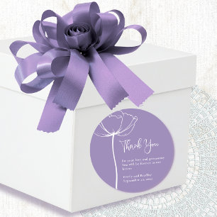 Dusty Paarse Elegant Bloemen Bruiloft Dank u Ronde Sticker