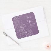 Dusty Paarse Elegant Bloemen Bruiloft Dank u Vierkante Sticker (Envelop)