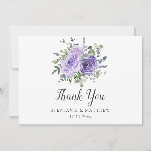 Dusty Paarse Eucalyptus Botanical Wedding Bedankkaart (Voorkant)