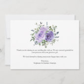 Dusty Paarse Eucalyptus Botanical Wedding Bedankkaart (Achterkant)