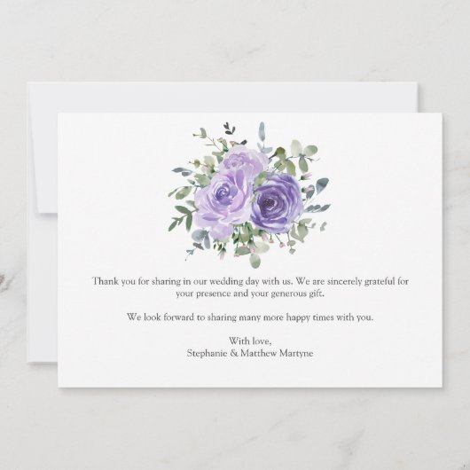 Dusty Paarse Eucalyptus Botanical Wedding Bedankkaart (Achterkant)