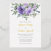 Dusty Paarse Eucalyptus Botanical Wedding Folie Uitnodiging (Voorkant)