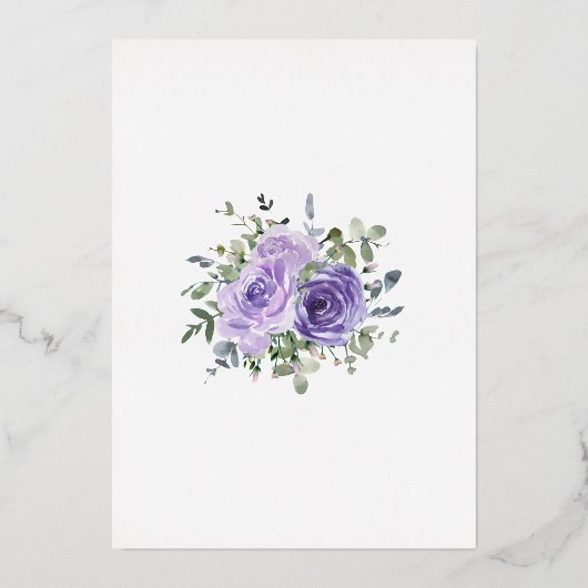 Dusty Paarse Eucalyptus Botanical Wedding Folie Uitnodiging (Achterkant)