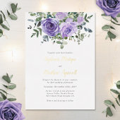 Dusty Paarse Eucalyptus Botanical Wedding Folie Uitnodiging