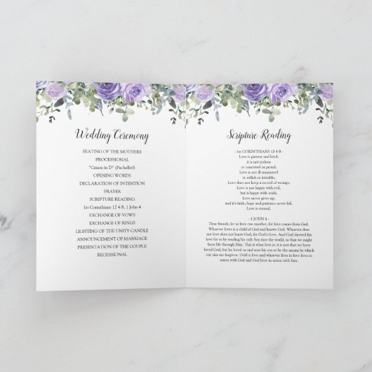 Dusty Paarse Eucalyptus Botanical Wedding Programma (Binnen)