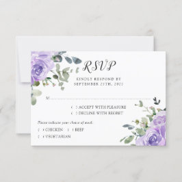 Dusty Paarse Eucalyptus Botanical Wedding RSVP Kaartje