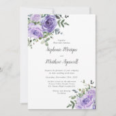 Dusty Paarse Floral Botanical Wedding Invitation Kaart (Voorkant)