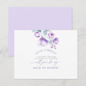 Dusty Paarse Floral Bridesmaid - Maid of Honor Kaart (Voorkant / Achterkant)