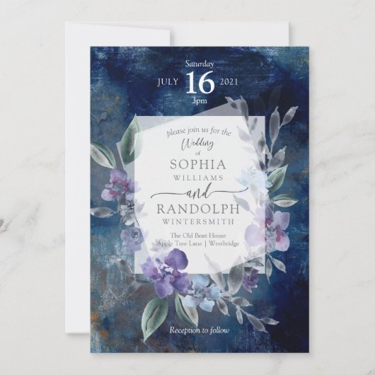 Dusty Paarse Floral Garden Wedding Invitation Kaart (Voorkant)