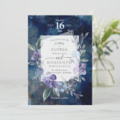 Dusty Paarse Floral Garden Wedding Invitation Kaart (Staand voorkant)