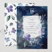 Dusty Paarse Floral Garden Wedding Invitation Kaart (Voorkant / Achterkant)