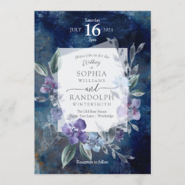 Dusty Paarse Floral Garden Wedding Invitation Kaart