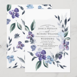 Dusty Paarse Floral Garden Wedding Invitation Kaart