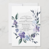 Dusty Paarse Floral Garden Wedding Invitation Kaart (Voorkant)