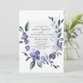 Dusty Paarse Floral Garden Wedding Invitation Kaart (Staand voorkant)