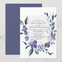 Dusty Paarse Floral Garden Wedding Invitation Kaart