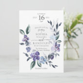 Dusty Paarse Floral Garden Wedding Invitation Kaart (Staand voorkant)